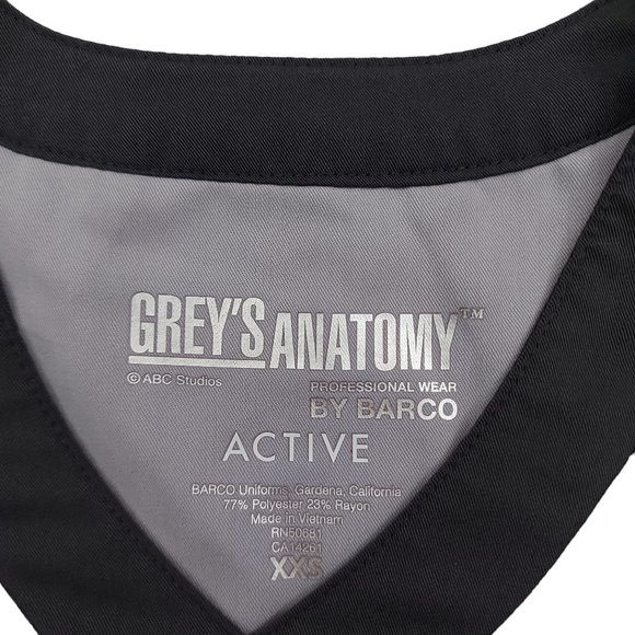Grey's Anatomy Scrub Top Womens XXS Green V-Neck Short Sleeve Active Uniform - Picture 9 of 9